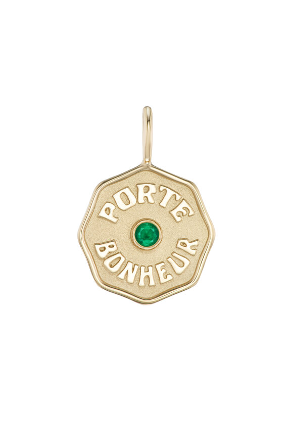 Marlo Laz 14k Yellow Gold Petite Emerald Porte Bonheur Charm