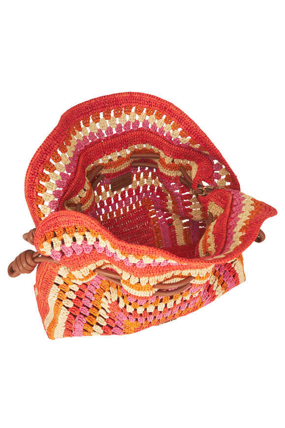 Loewe Medium Flamenco Orange & Pink Crochet Clutch - view 4