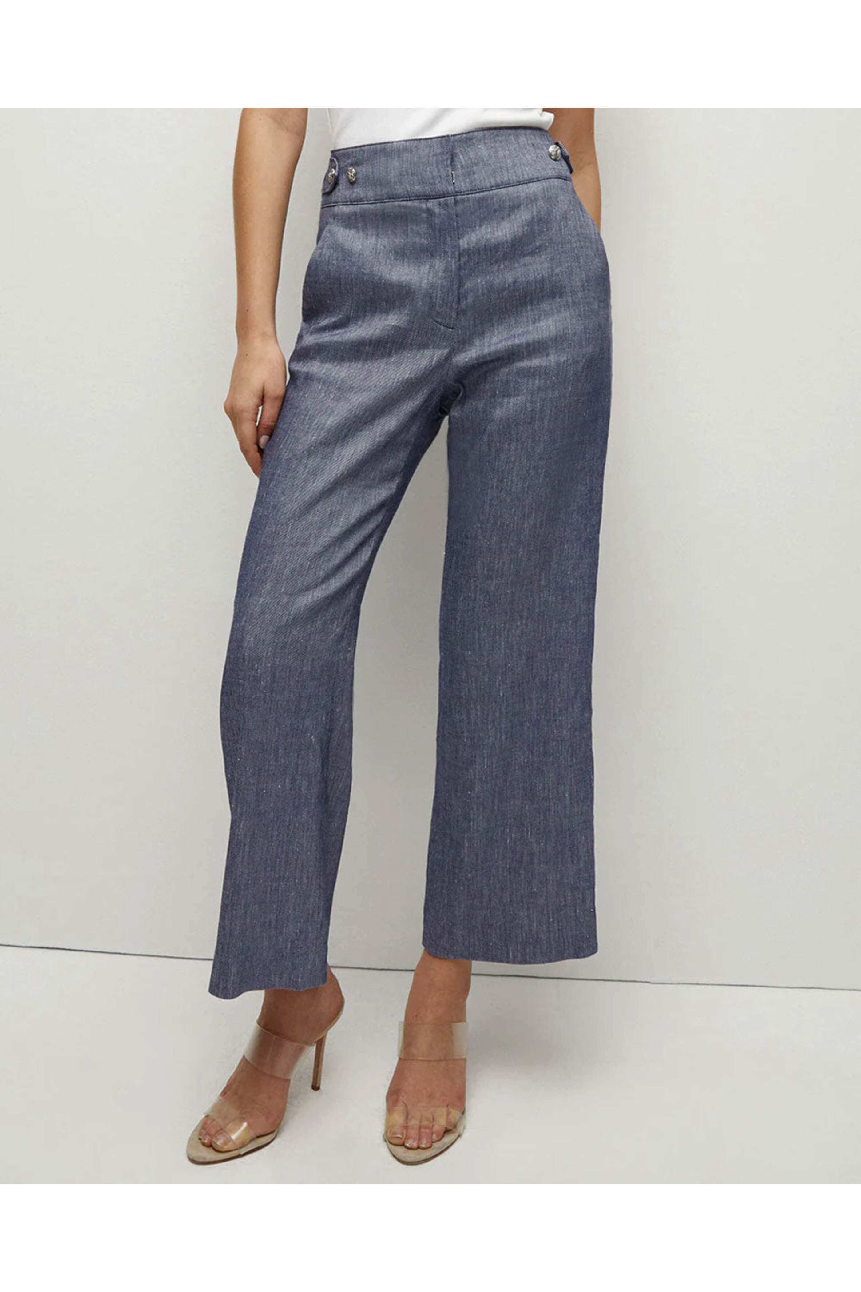 Veronica Beard - Blue Melange Linen Aubrie Pant