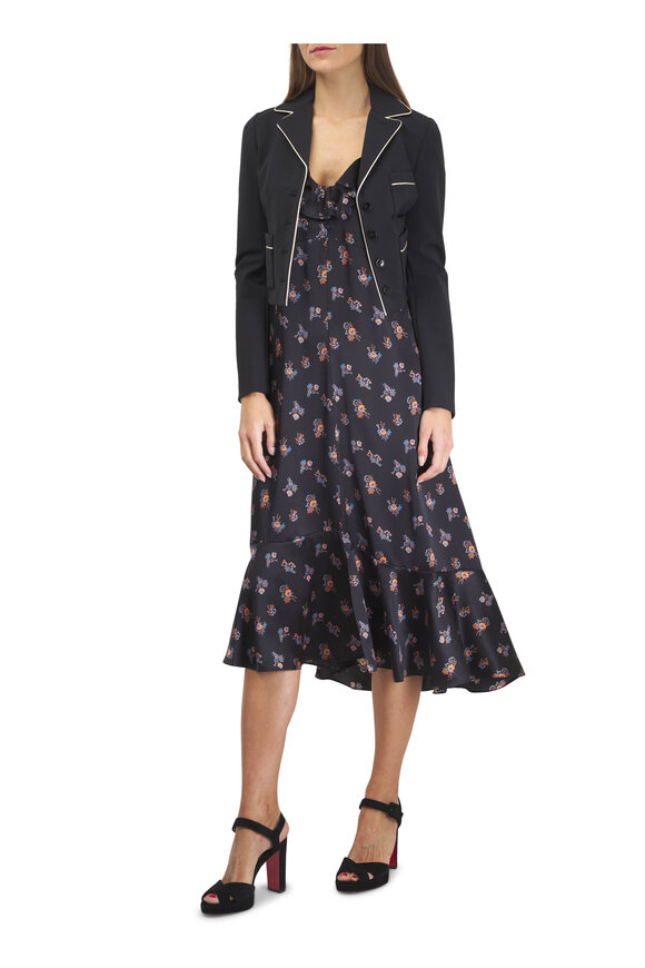 Dorothee Schumacher Emotional Essence Navy & White Tipped Crop Blazer - view 2