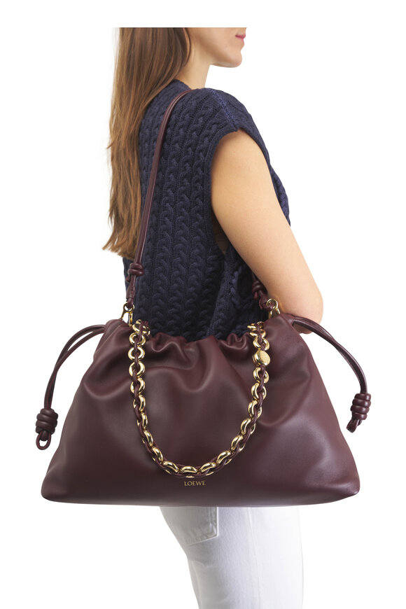 Loewe Large Flamenco Burgundy Chain Shoulder Bag - view 2