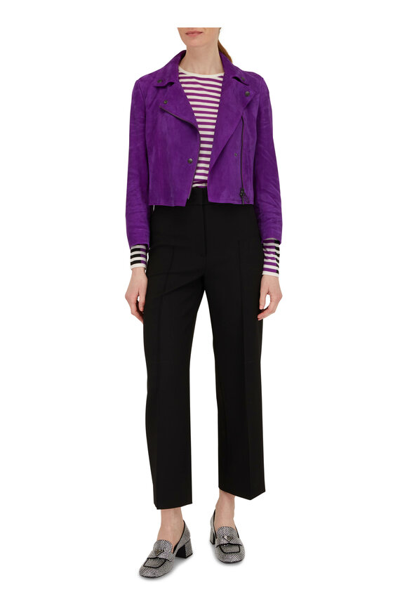 Akris Punto - Cream, Purple & Black Stripe Sweater