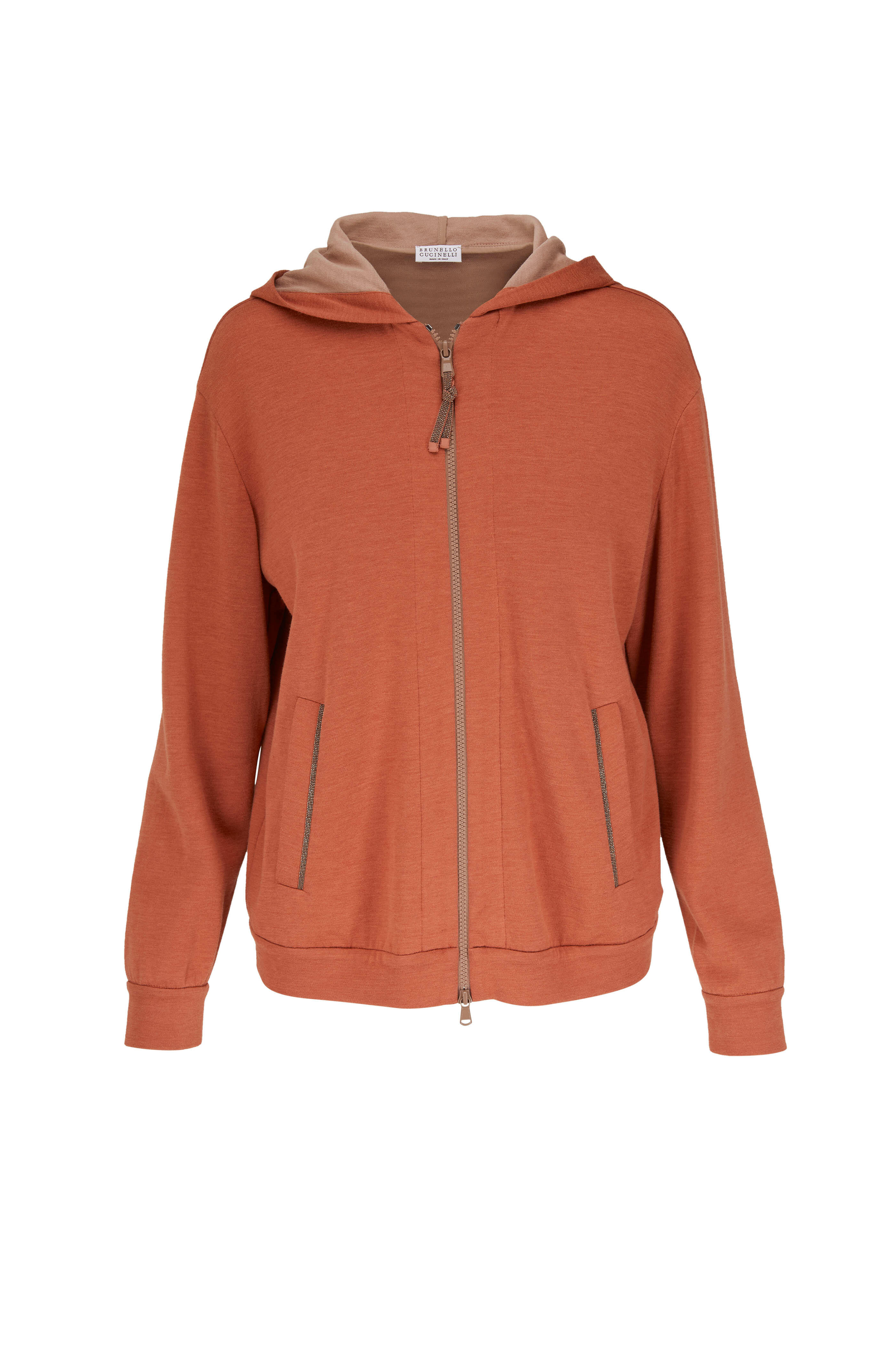 Brunello Cucinelli - Ginger Monili Trim Zip Hoodie