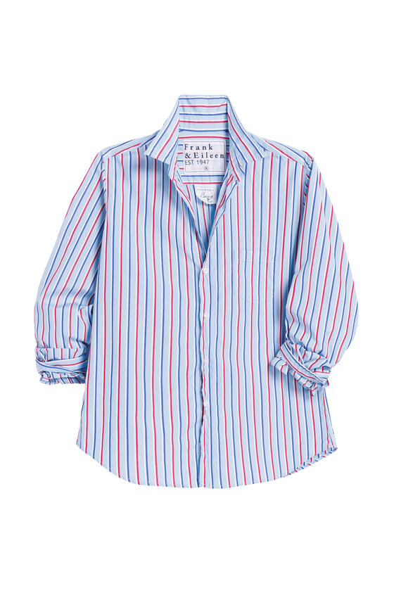 Frank & Eileen Barry Red, White & Blue Tailored Button Up Shirt - view 2