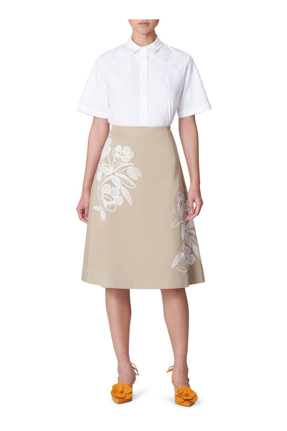 Carolina Herrera - Desert Multi Embroidered A Line Skirt