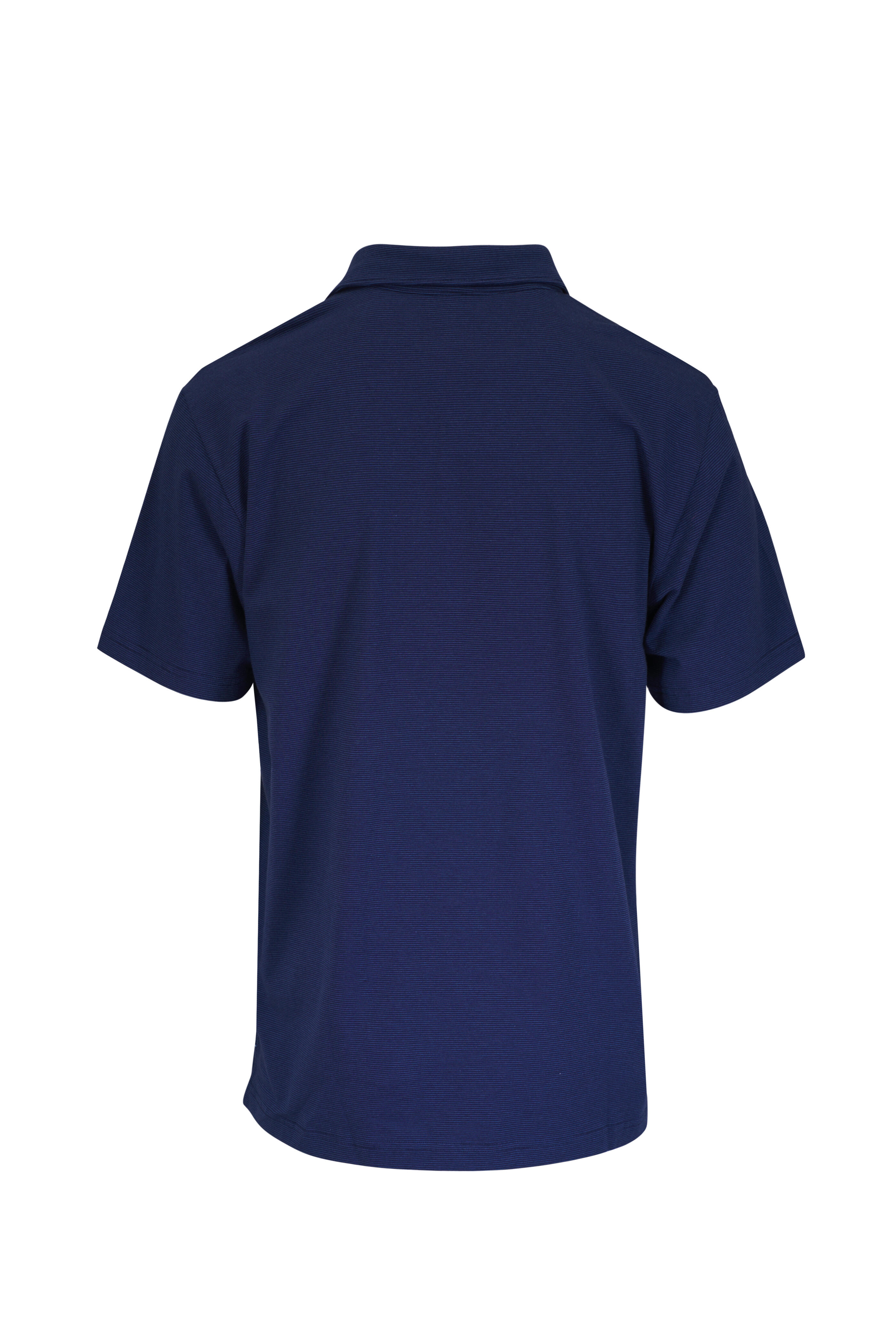 Peter Millar - Crown Flex Navy Stripe Cotton Short Sleeve Polo