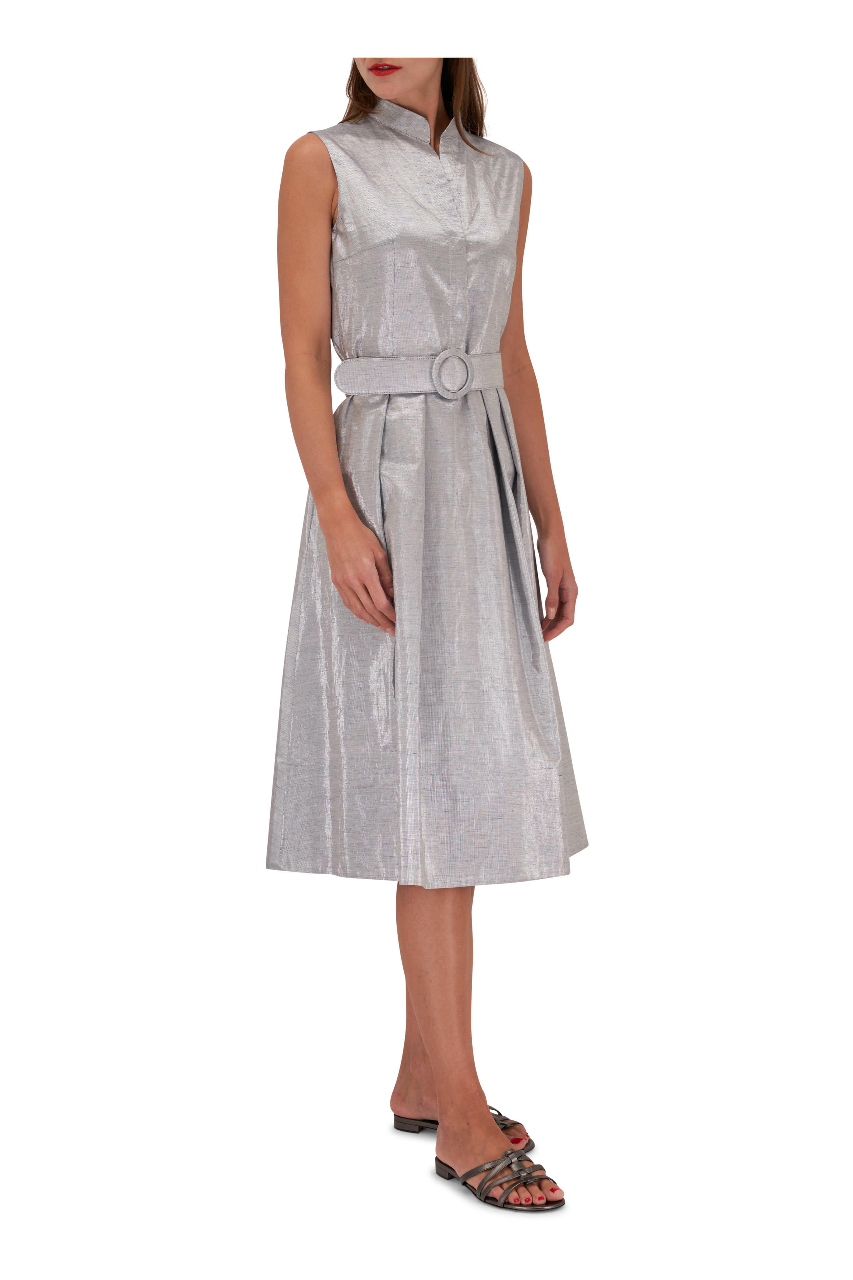 Akris Punto - Seersucker Smokey Blue Cotton Wrap Dress