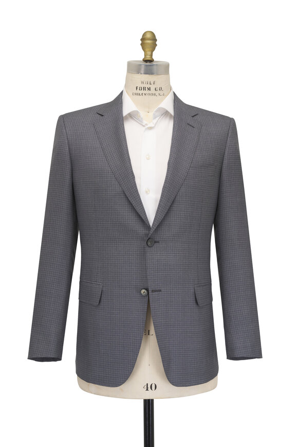 Canali Light Gray Summer Check Wool & Silk Suit - view 2