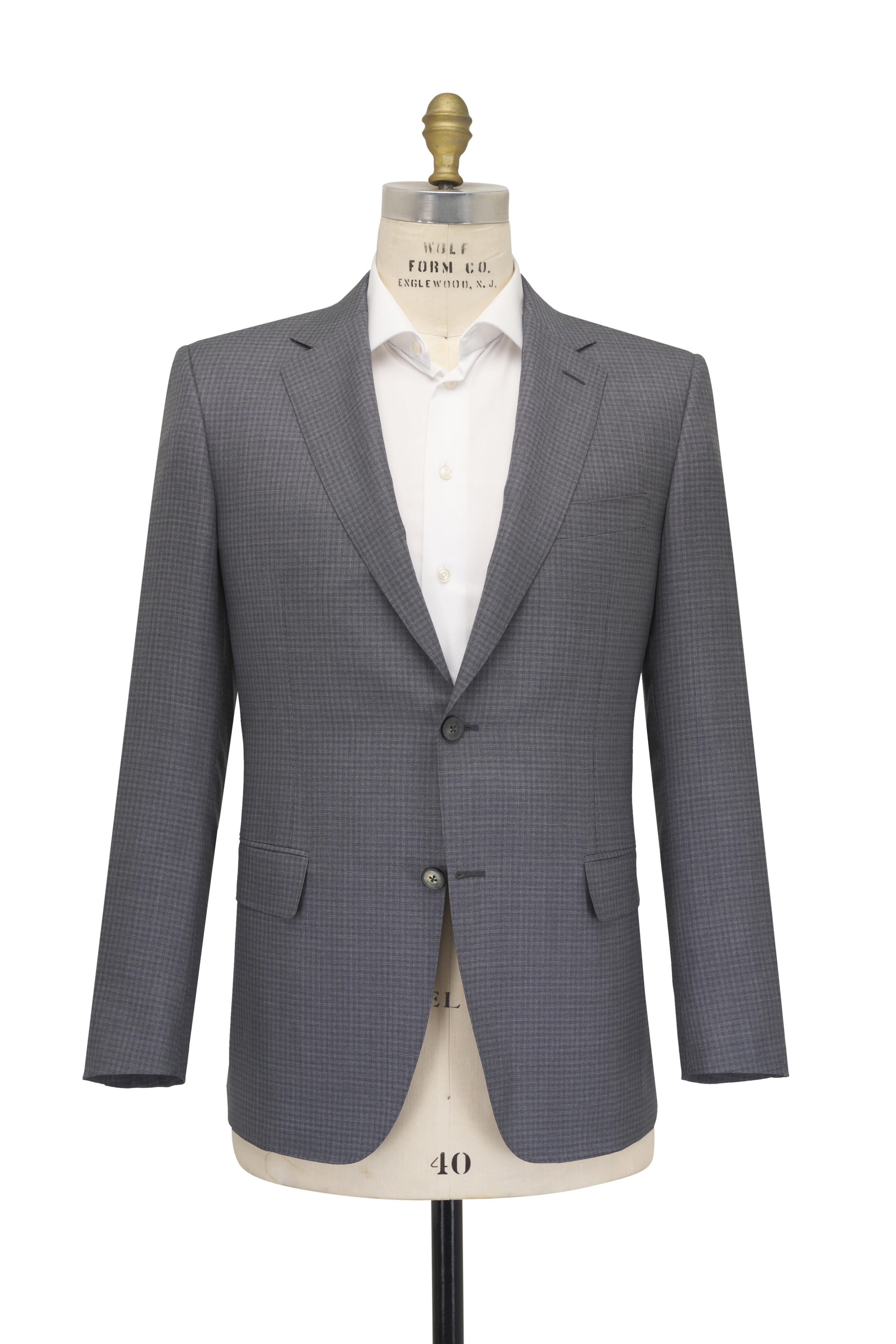 Canali - Light Gray Summer Check Wool & Silk Suit