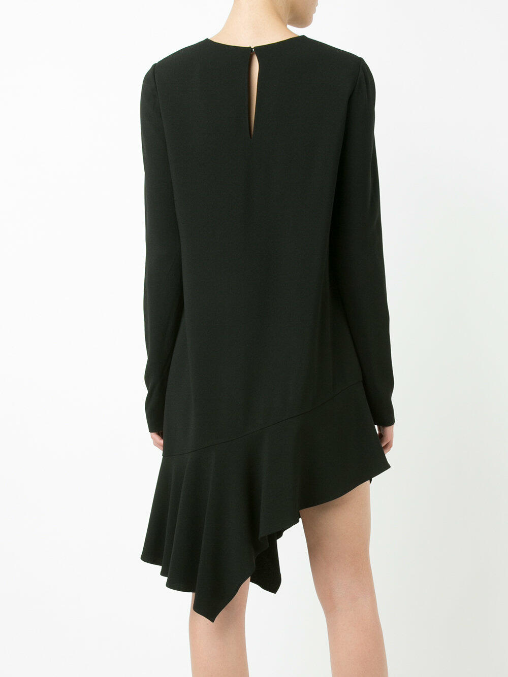 Saint Laurent - Black Crêpe Zip Detail Asymmetric Hem Dress