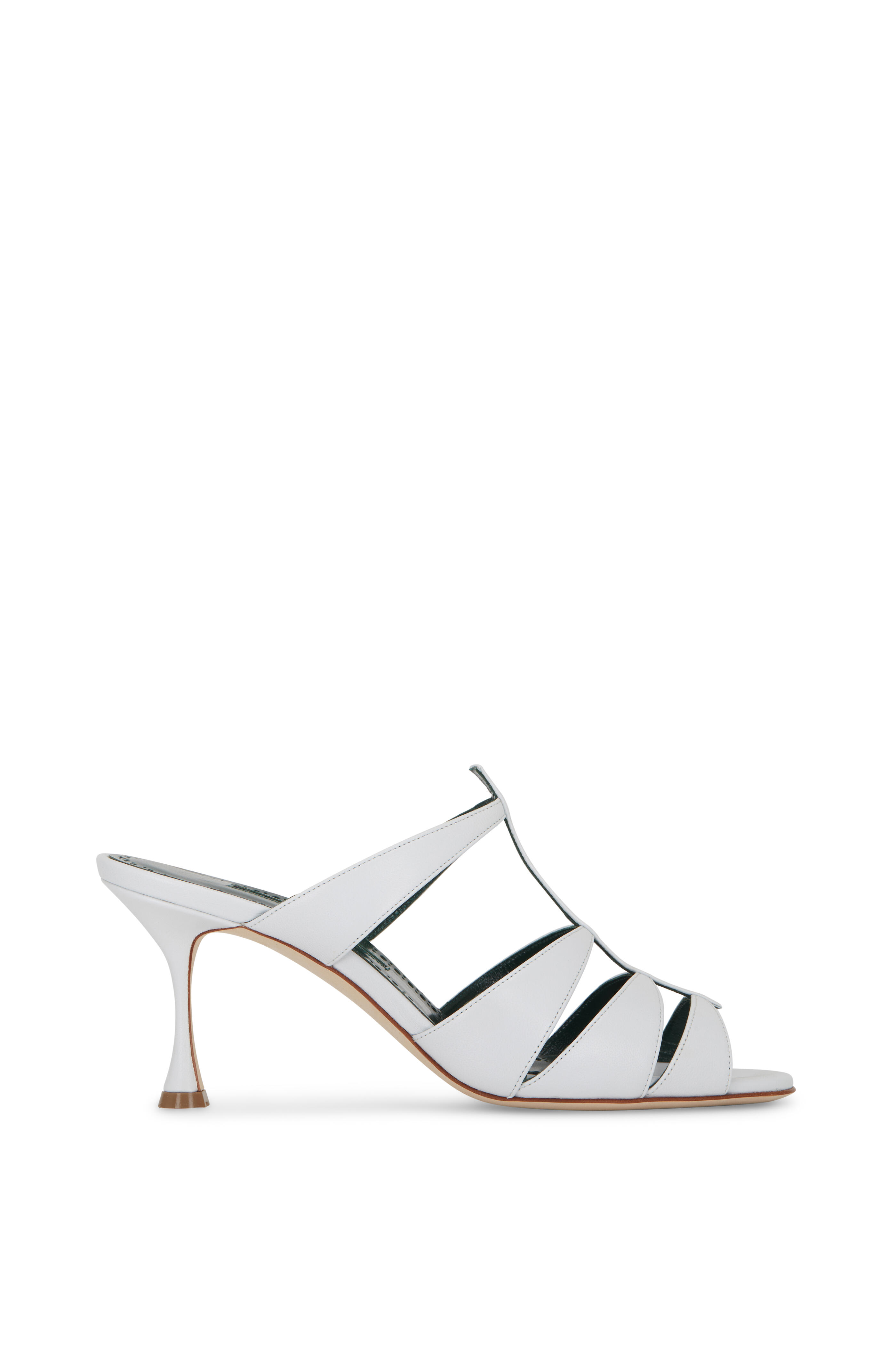 Manolo Blahnik - Nooramu White Leather Mule, 70mm