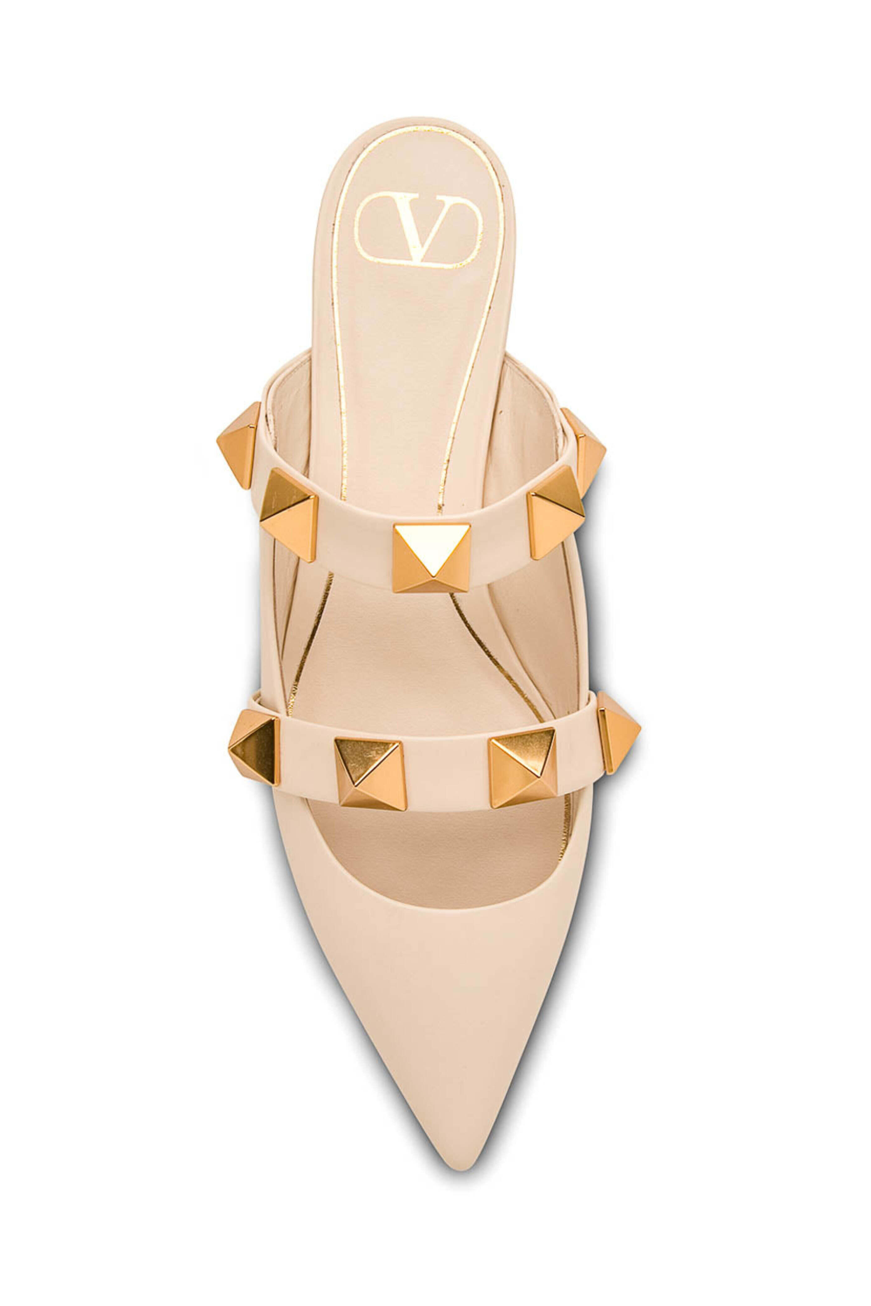 Valentino Garavani - Roman Stud Flat Mule in Light Ivory