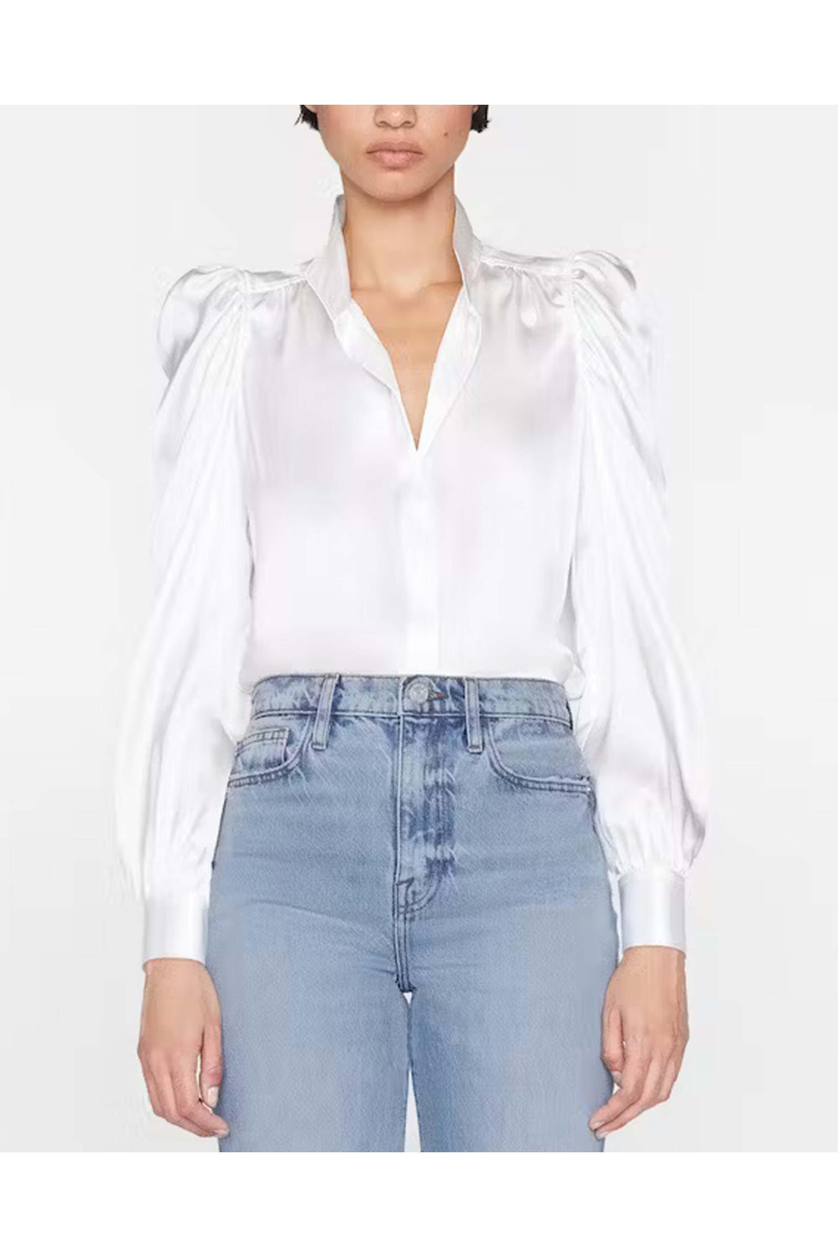 Frame - Off White Long Sleeve Gillian Blouse