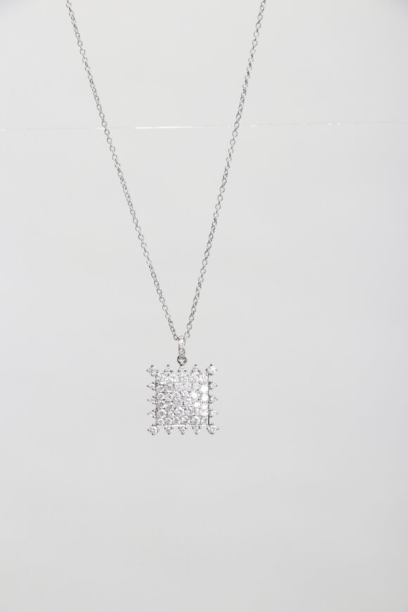 Nam Cho 18k White Gold Diamond Pave Pendant Necklace