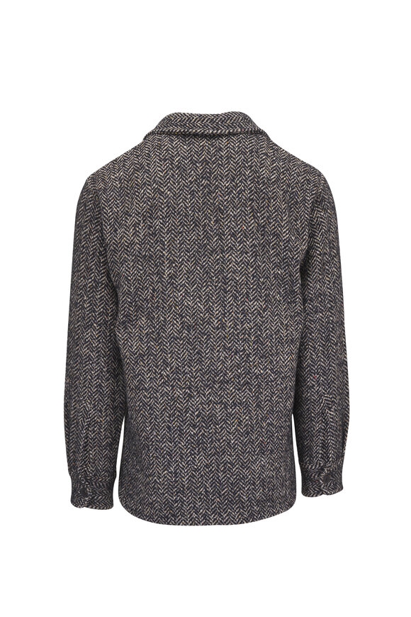 Tintoria - Black Herringbone Front Button Over Shirt