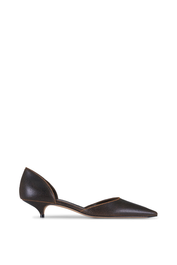 The Row Liisa Kitten D'Orsay Dark Brown Leather Pump, 35mm - view 2