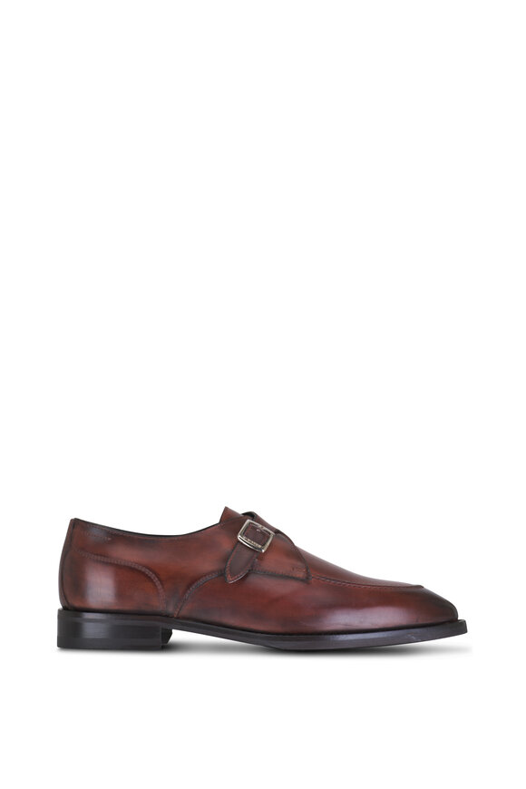 Di Bianco - Gavello Brown Leather Monk Strap Dress Shoe 