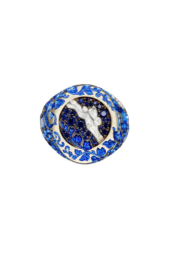 Castro Smith Moon & Rabbit Blue Sapphire Ring - view 3