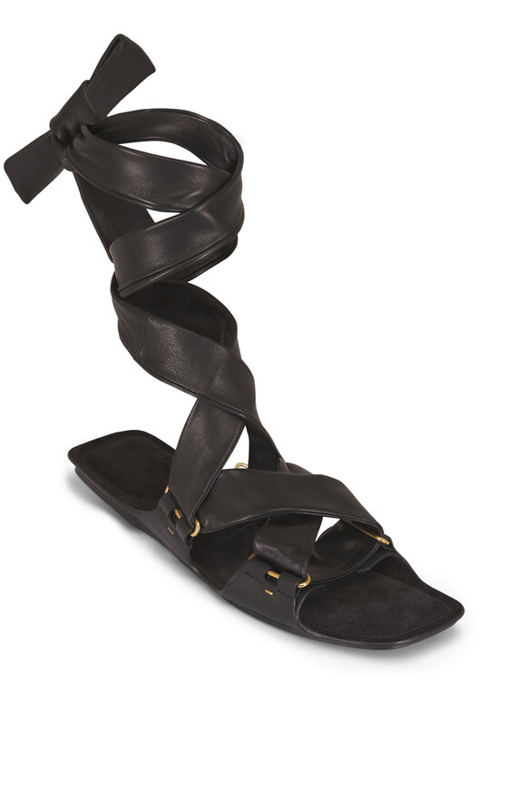 Khaite Boden Black Leather Tie Flat - view 1