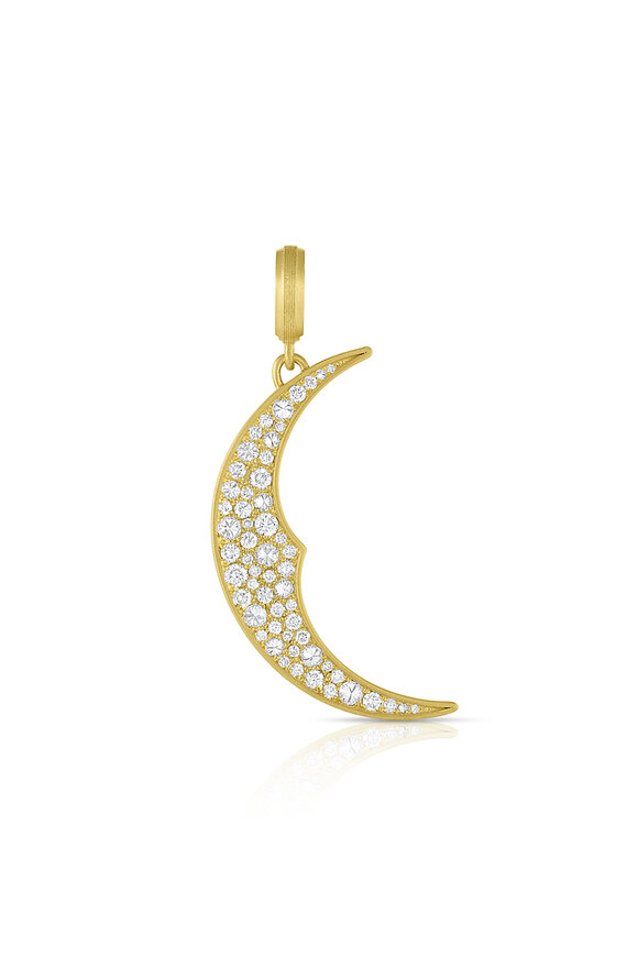 Leigh Maxwell Pave Diamond Crescent Moon Pendant  - view 1