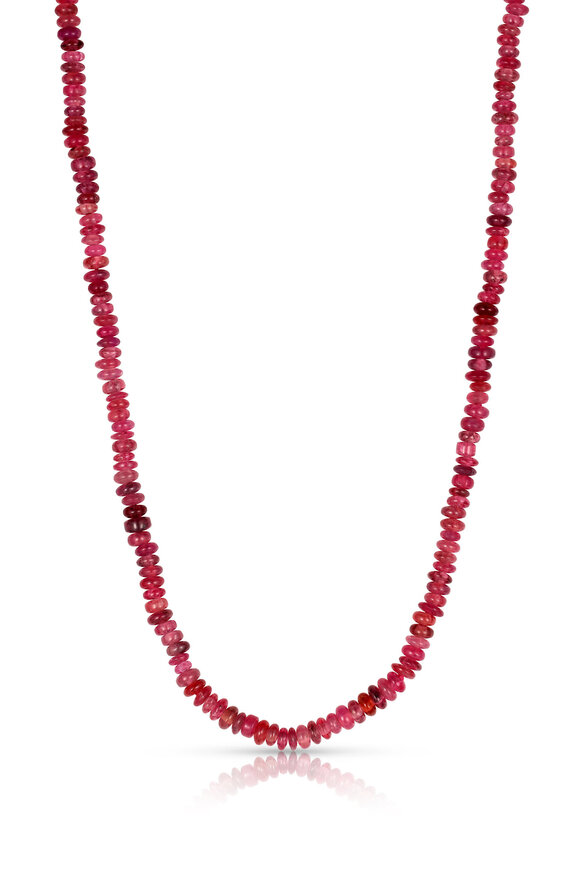 Leigh Maxwell 18k Yellow Gold Mixed Pink Spinel Beaded Necklace - view 1