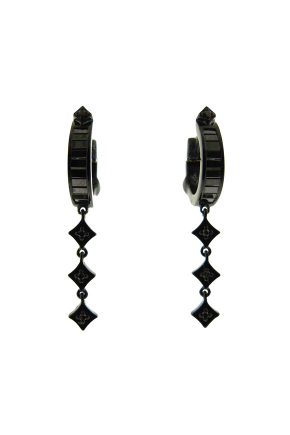 Loree Rodkin Black Diamond Triple Point Drop Hoops - view 1