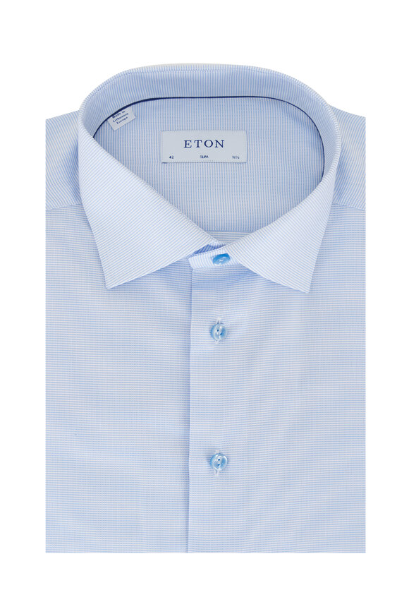 Eton Light Blue Textured Cotton Dress Shirt