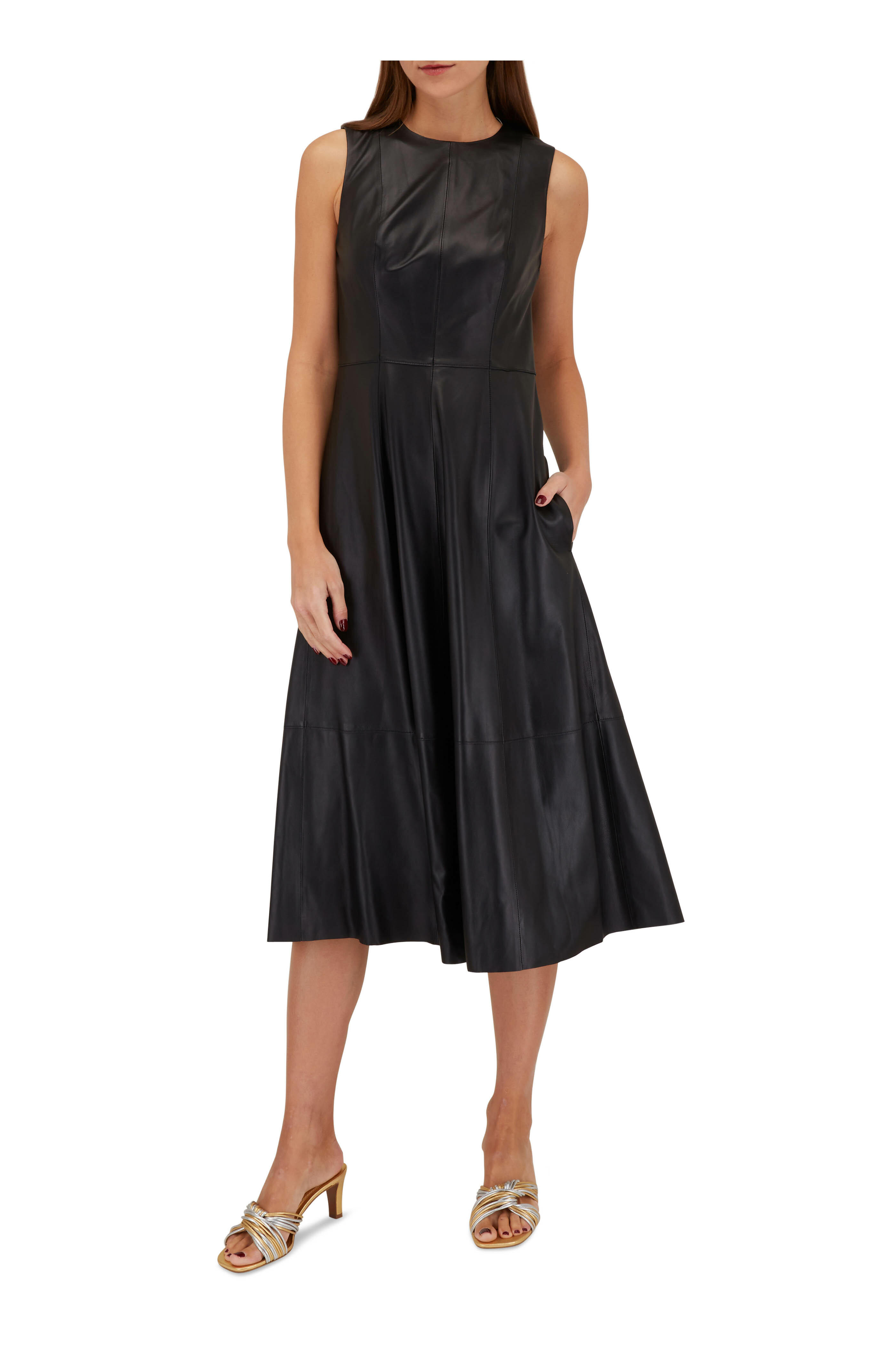 Mercedes Castillo - Nicole Gold & Silver Leather Sandal, 65mm