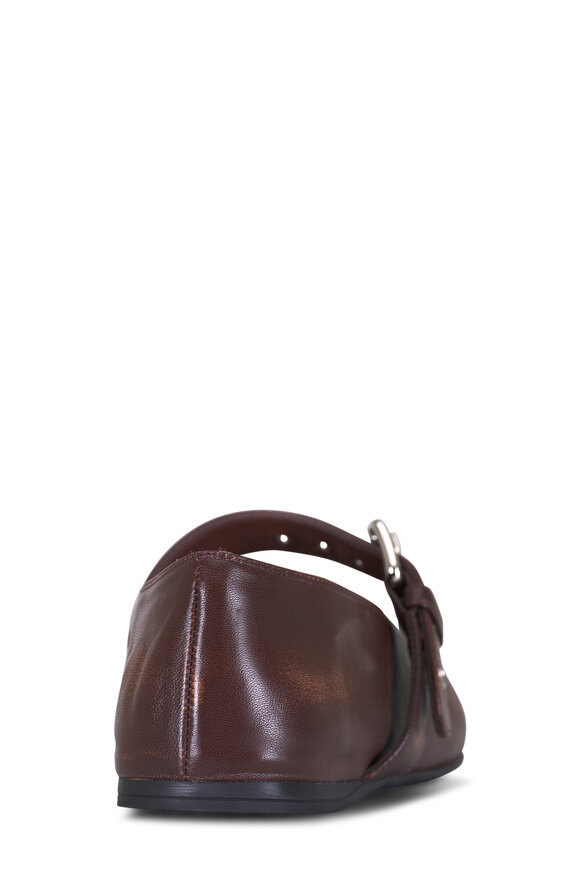 Miu Miu Brown Leather Buckle Ballerine Flat - view 3