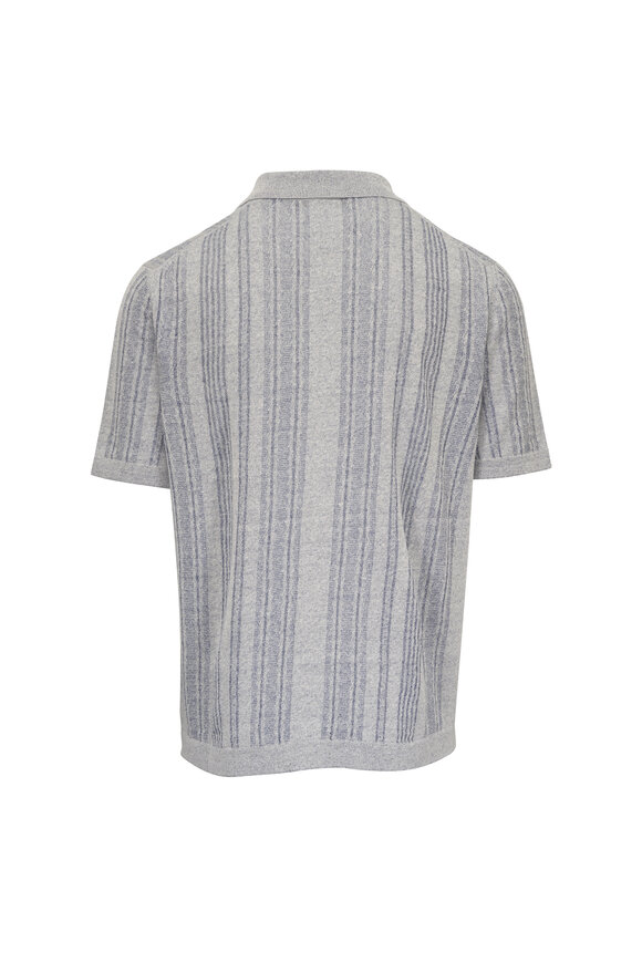 Maurizio Baldassari Air Blue & Light Gray Knit Button Up Shirt - view 3