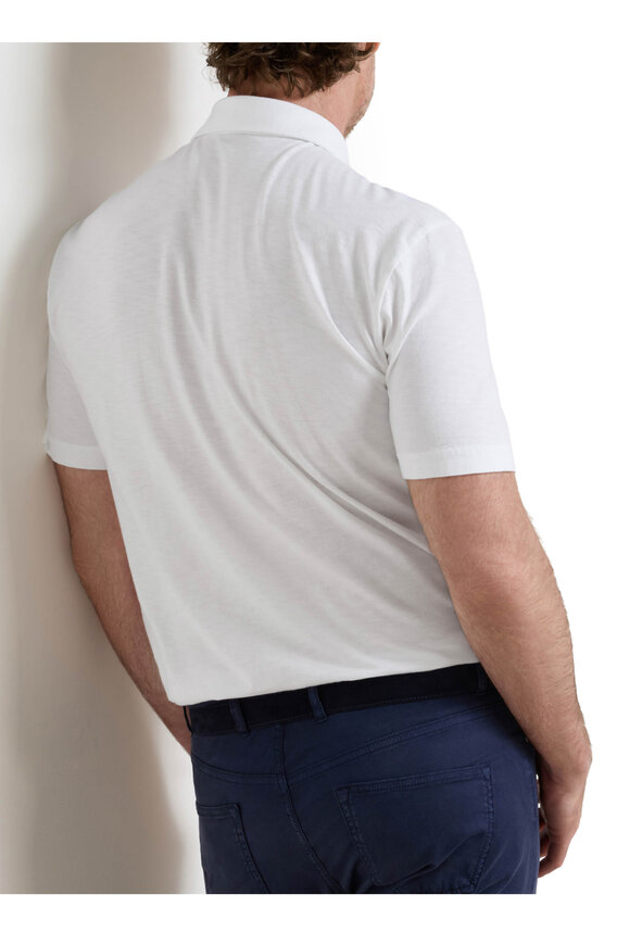 Peter Millar Journey White Cotton Polo - view 4