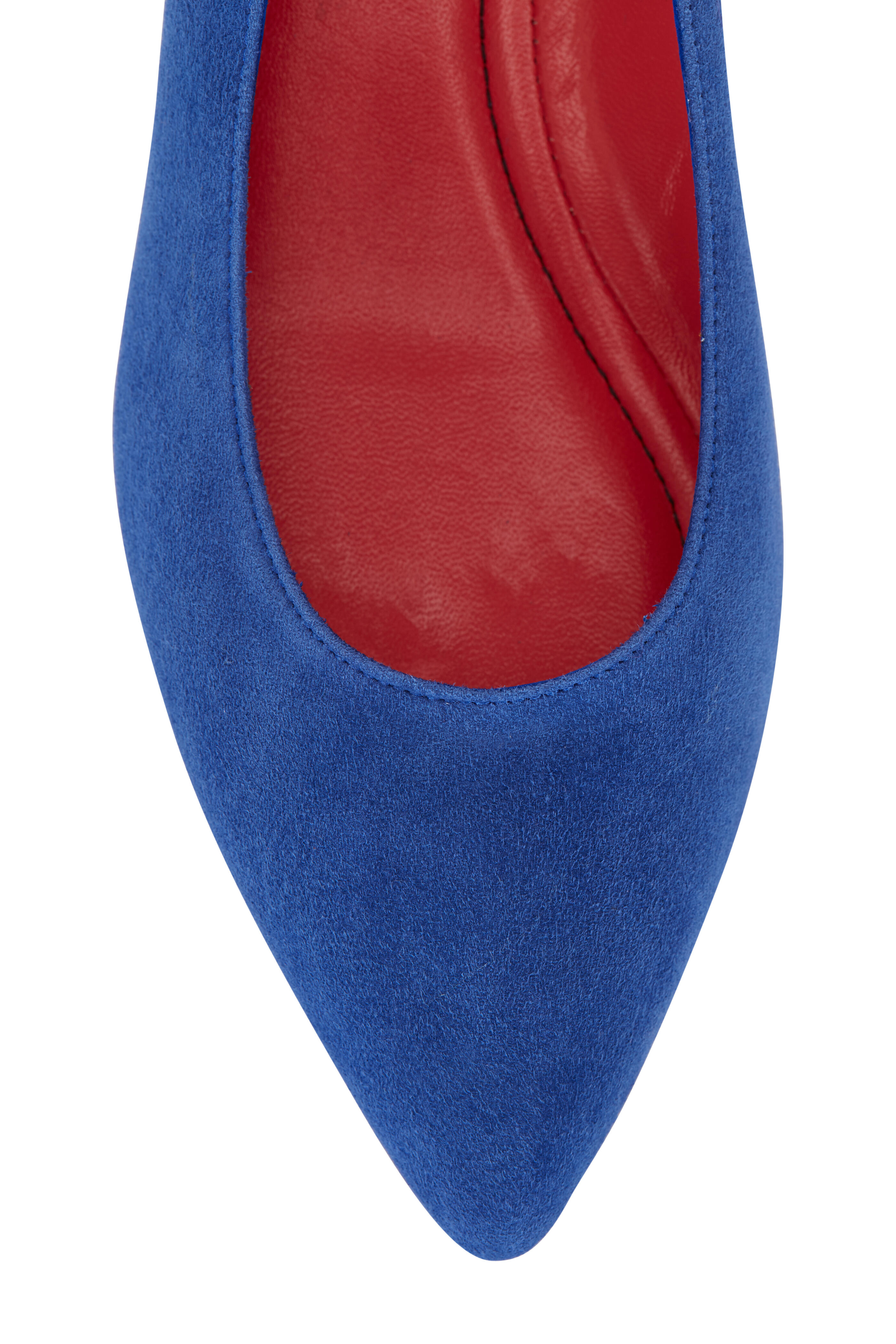 Pas de Rouge - Janet Denim Blue Suede Studded Slingback, 25mm