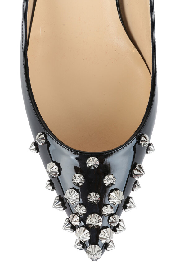 Christian Louboutin - Drama Black Patent Leather Stud Slingback, 70mm 