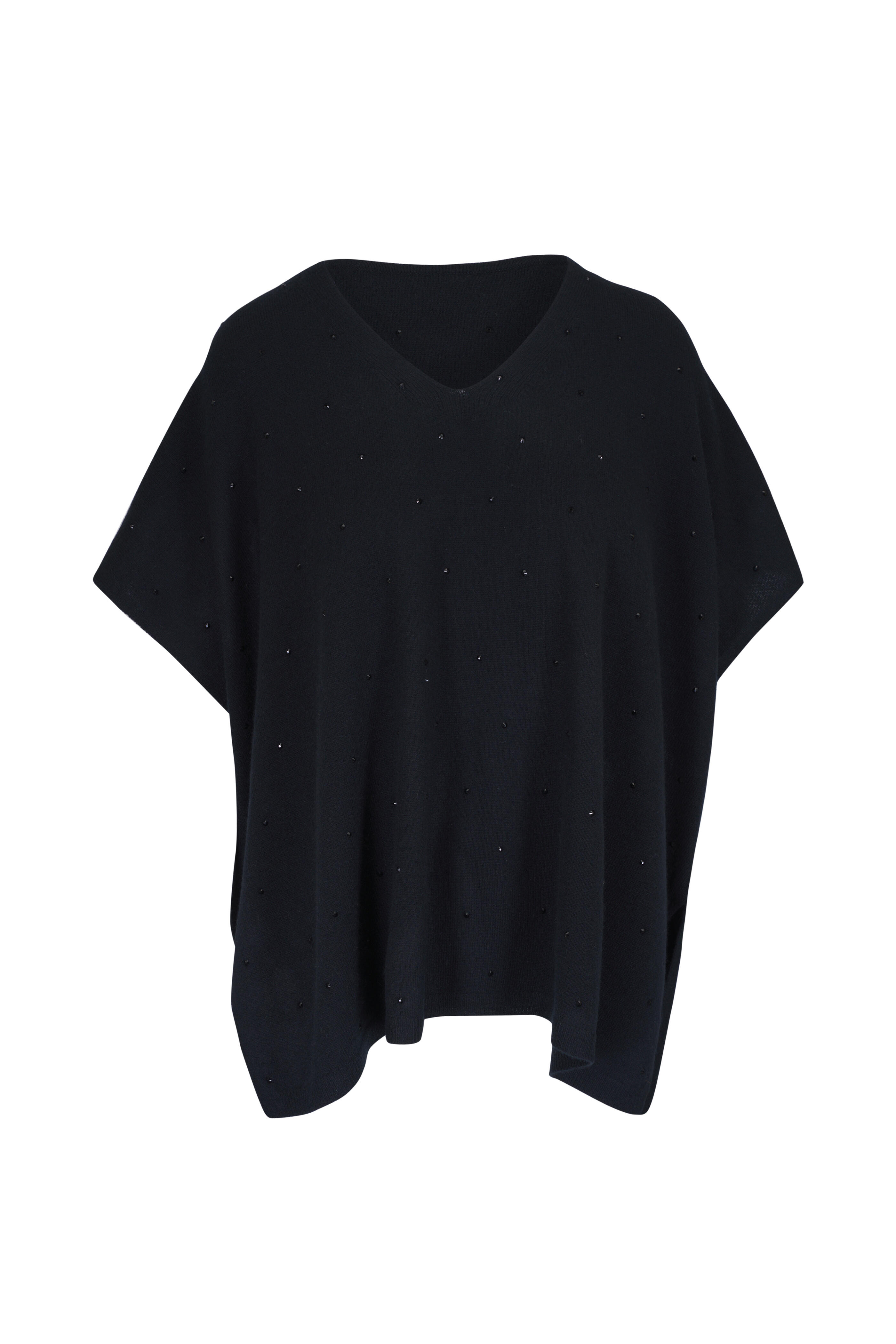 Kinross - Black Crystal Embellished Cashmere Popover Sweater