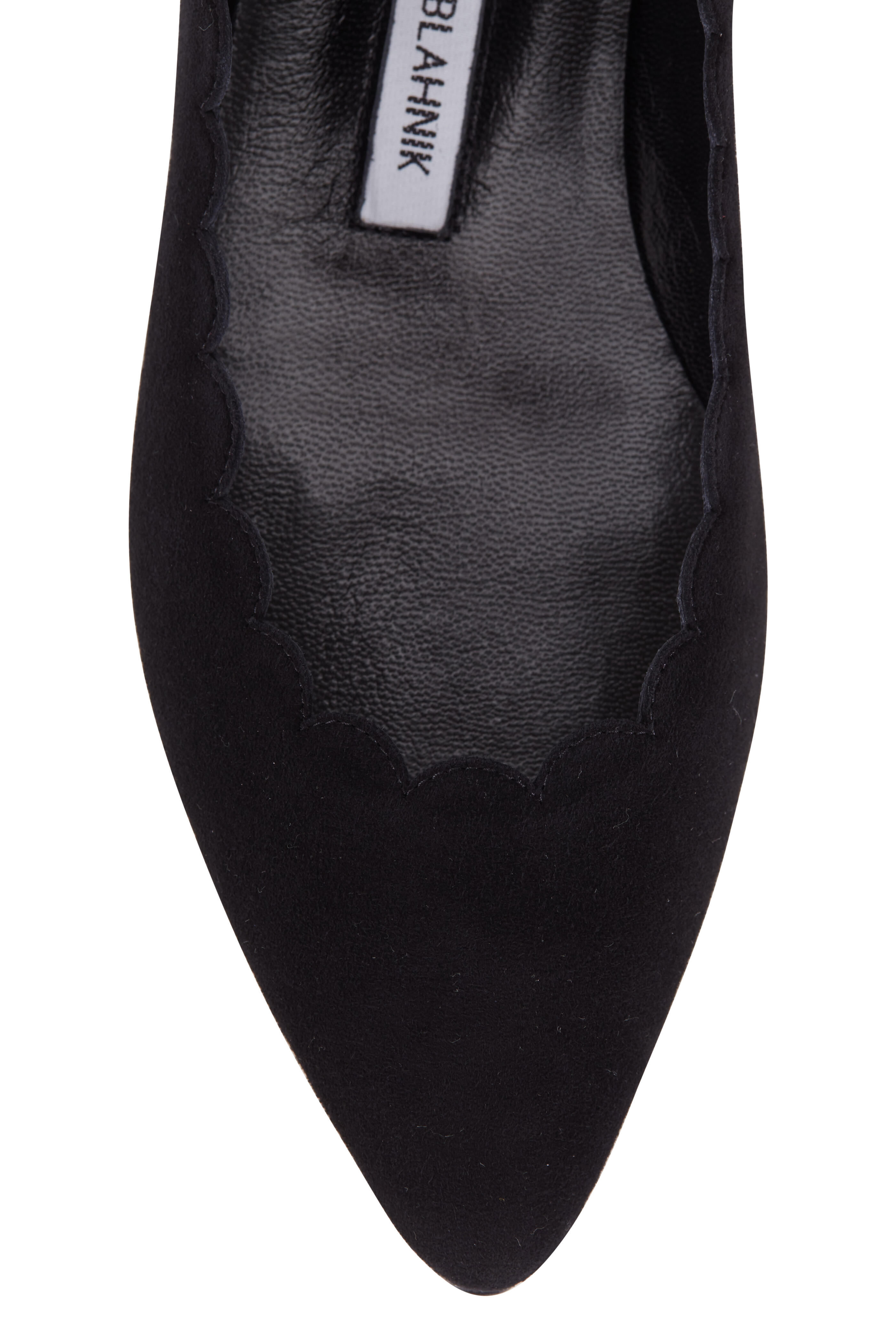 Manolo Blahnik - Srila Black Suede Scallop Flat