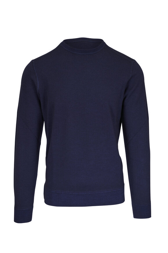 Patrick Assaraf Navy Wool Crewneck Sweater