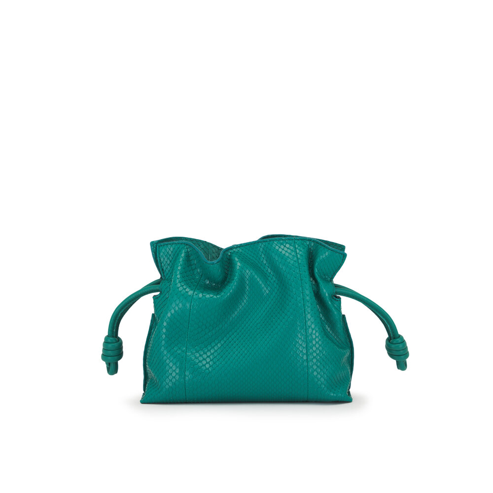 Loewe - Mini Flamenco Emerald Green Knot Clutch | Mitchell Stores