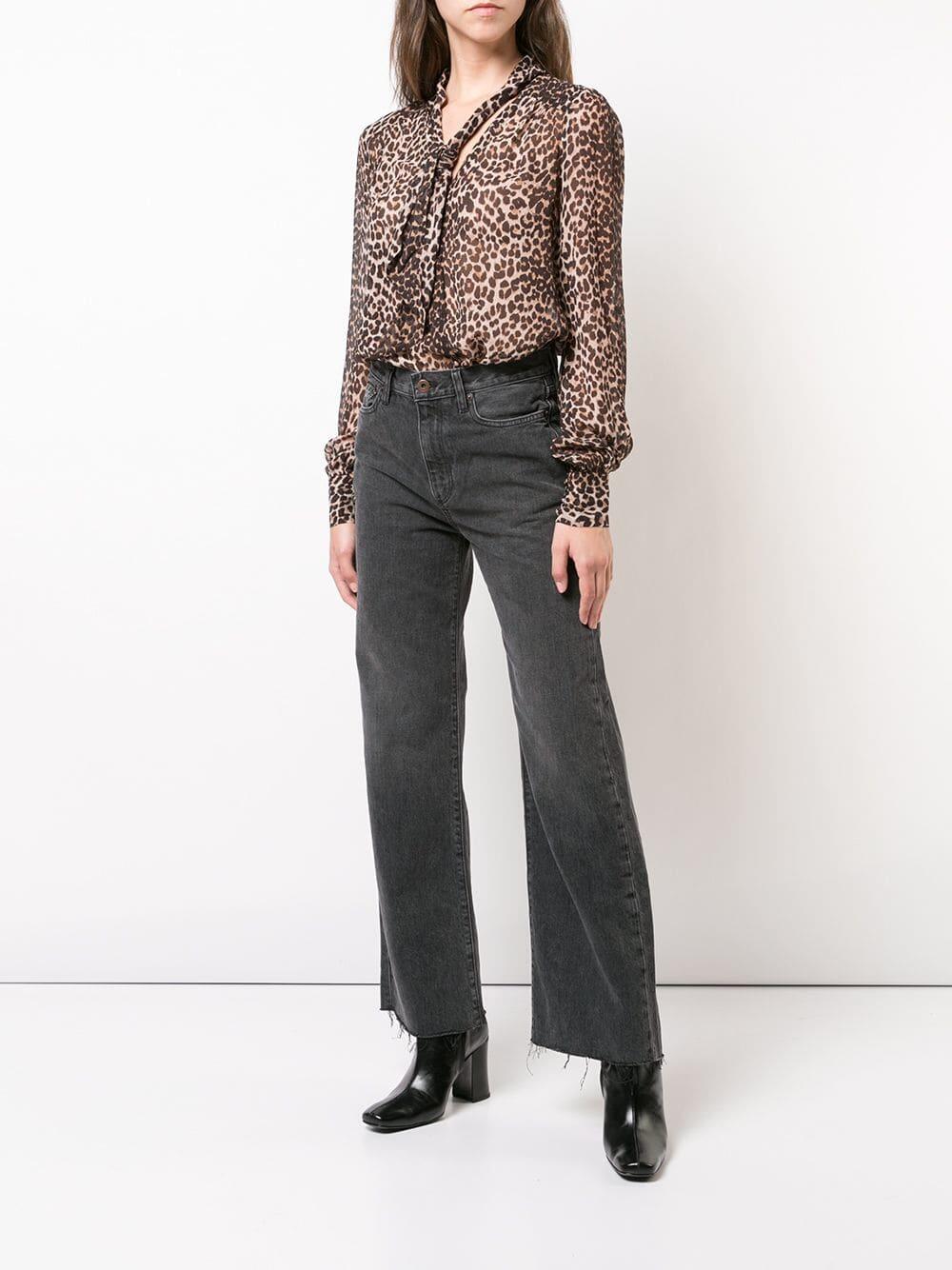 Paige - Cleobella Brown & Tan Silk Leopard Printed Blouse