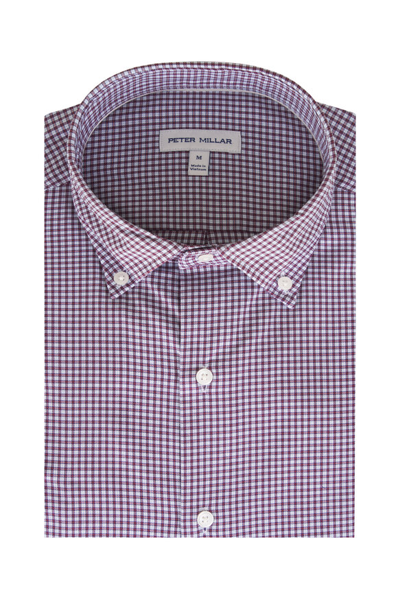 Peter Millar Gregory Crown Lite Burgundy Check Sport Shirt - view 1