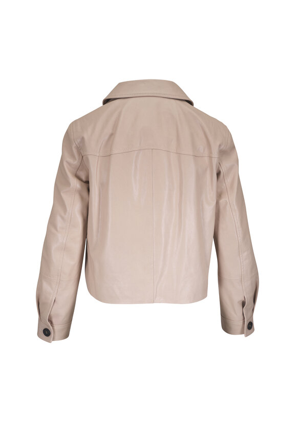 Brunello Cucinelli Blush Shiny Leather Biker Jacket - view 2