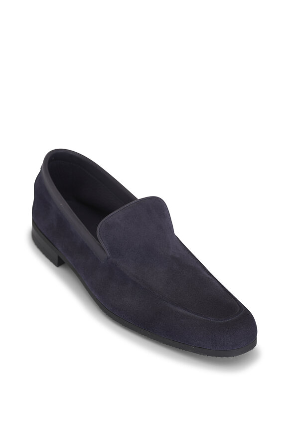 John Lobb Tyne Navy Suede Loafer