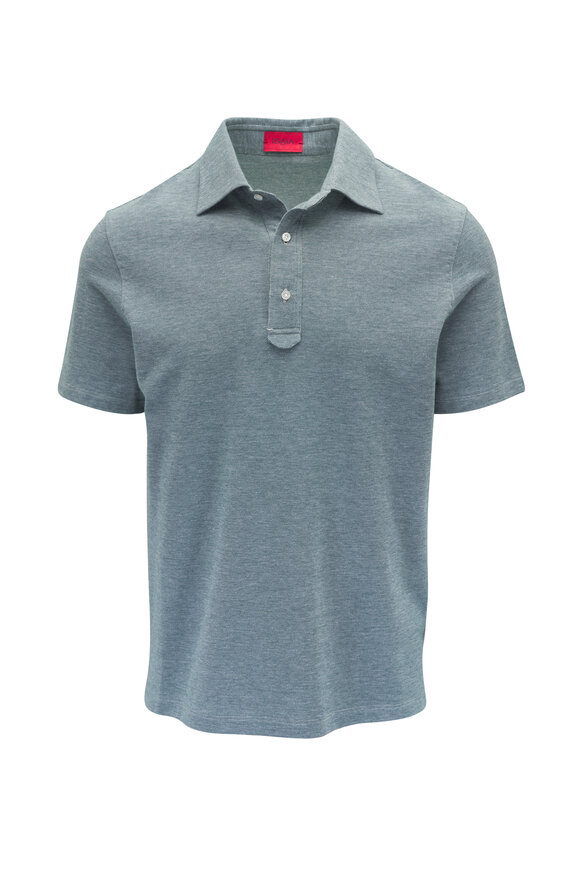 Isaia Green Cotton Pique Polo