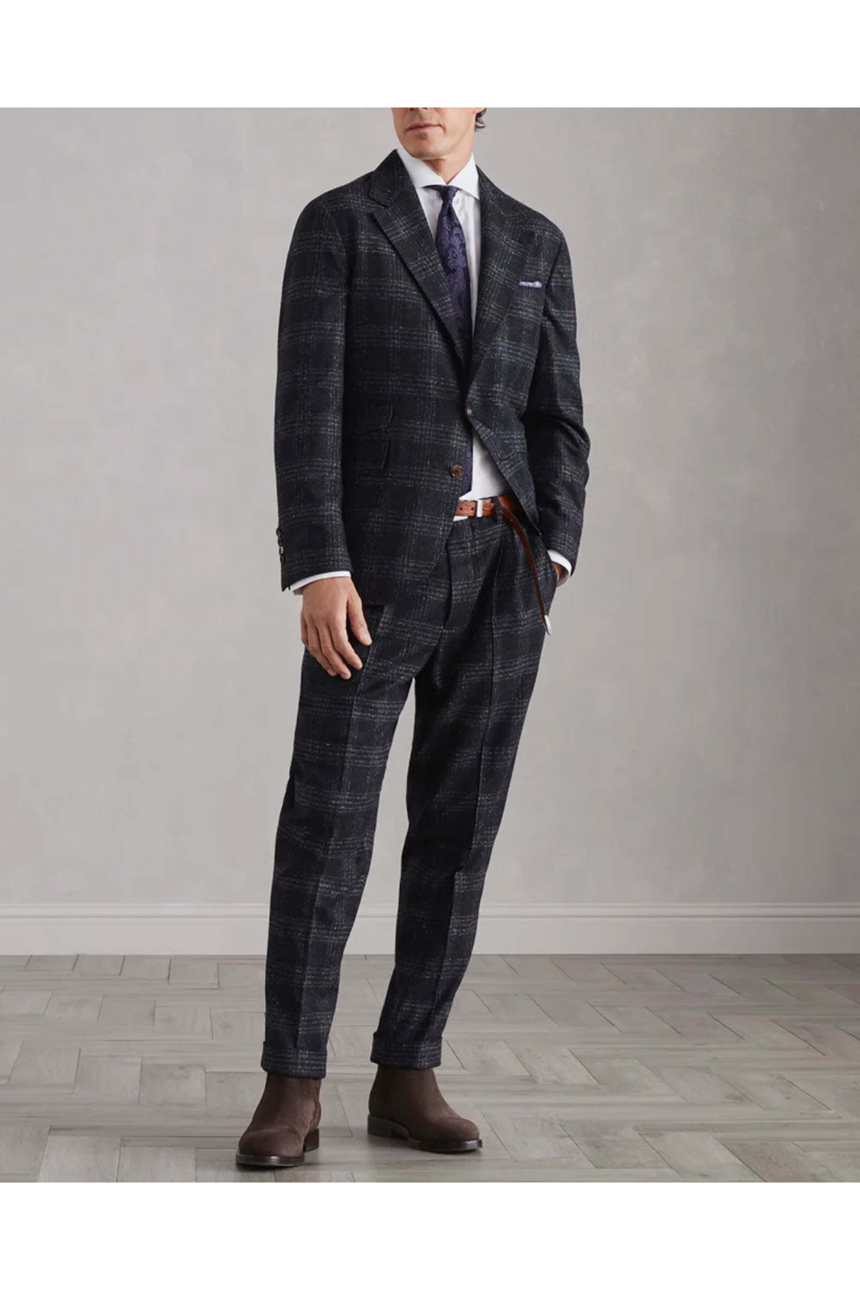 Brunello Cucinelli - Anthracite Heathered Plaid Suit