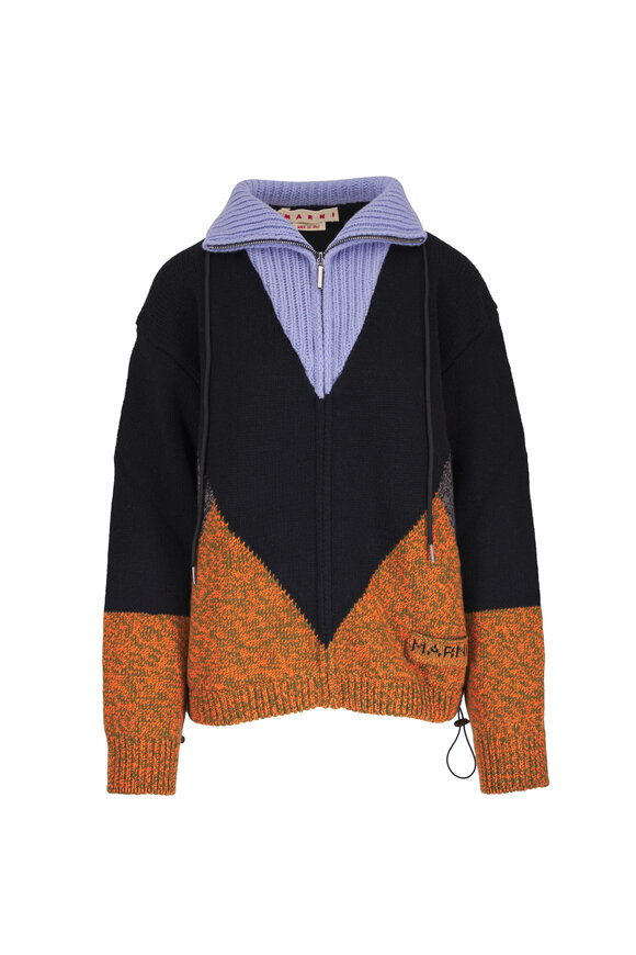Marni Black, Vicuna & Blue Wool & Cashmere Cardigan - view 1