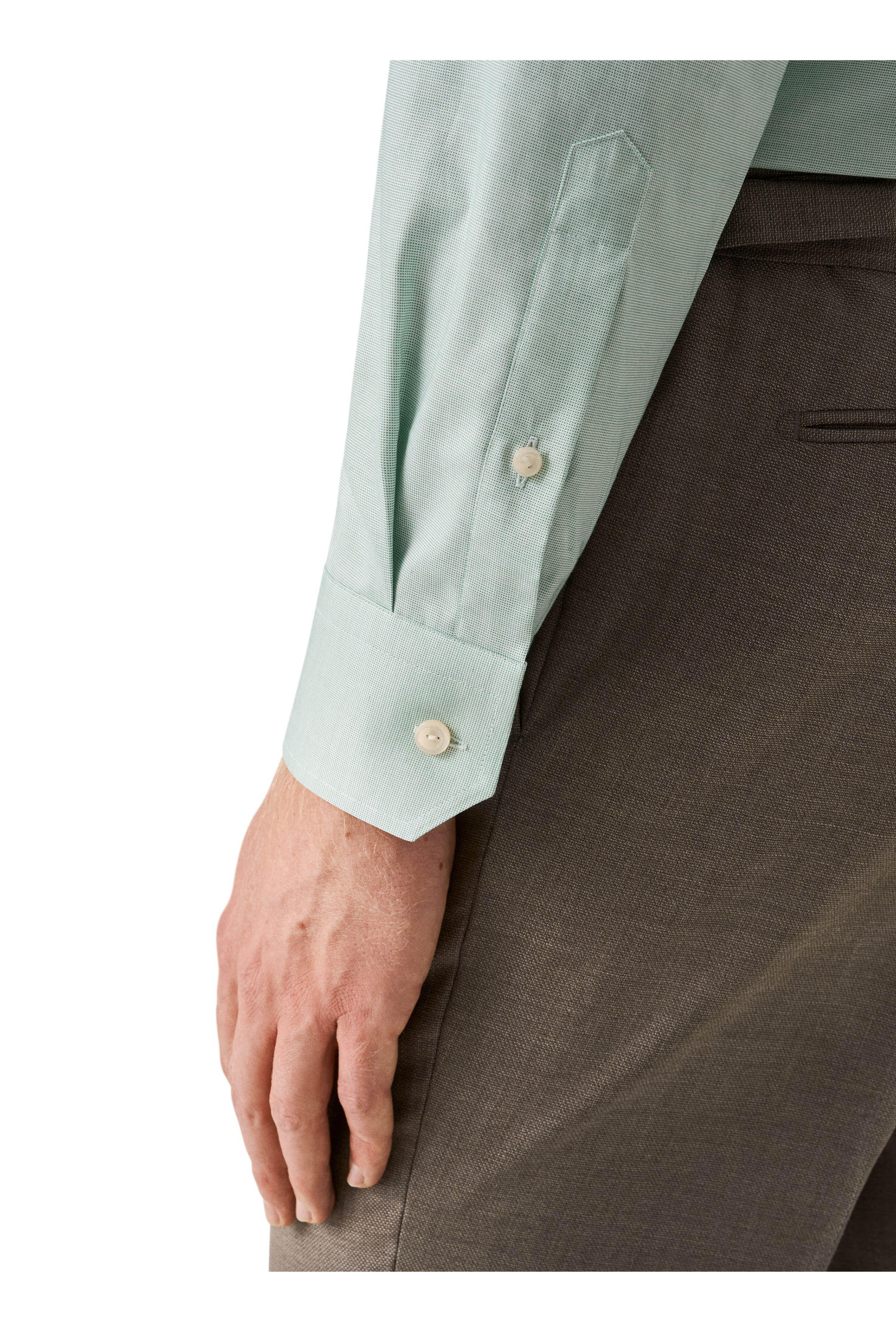Eton - Solid Mint Cotton Dress Shirt - view 5