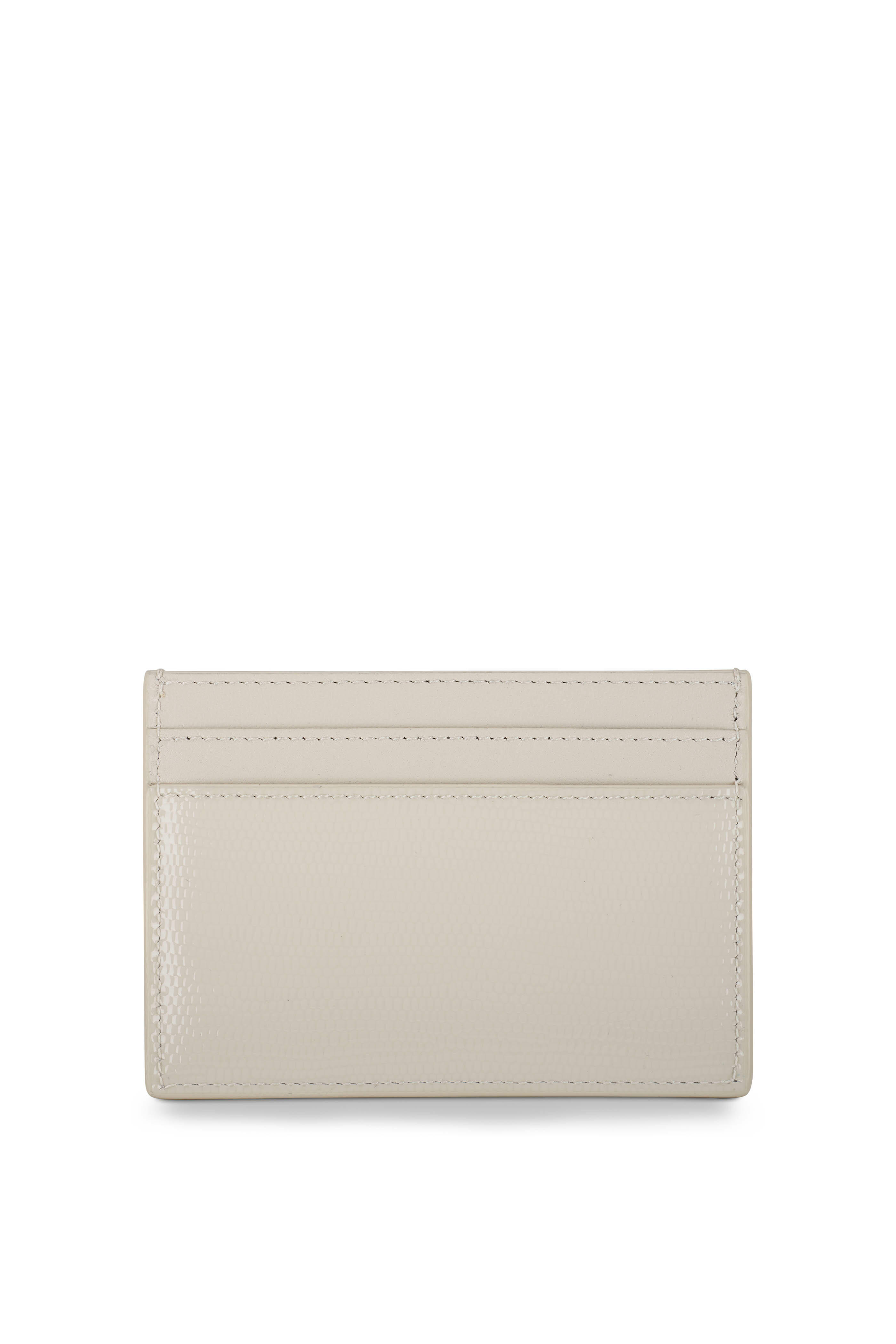 Cassandre Leather Cardholder in White - Saint Laurent