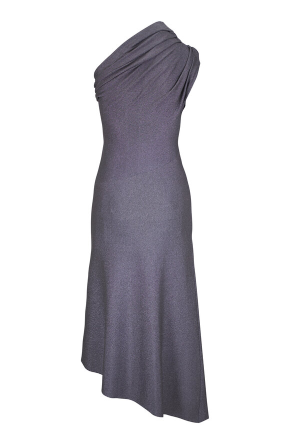 Khaite Coast Gunmetal Metallic Lurex Midi Dress - view 2
