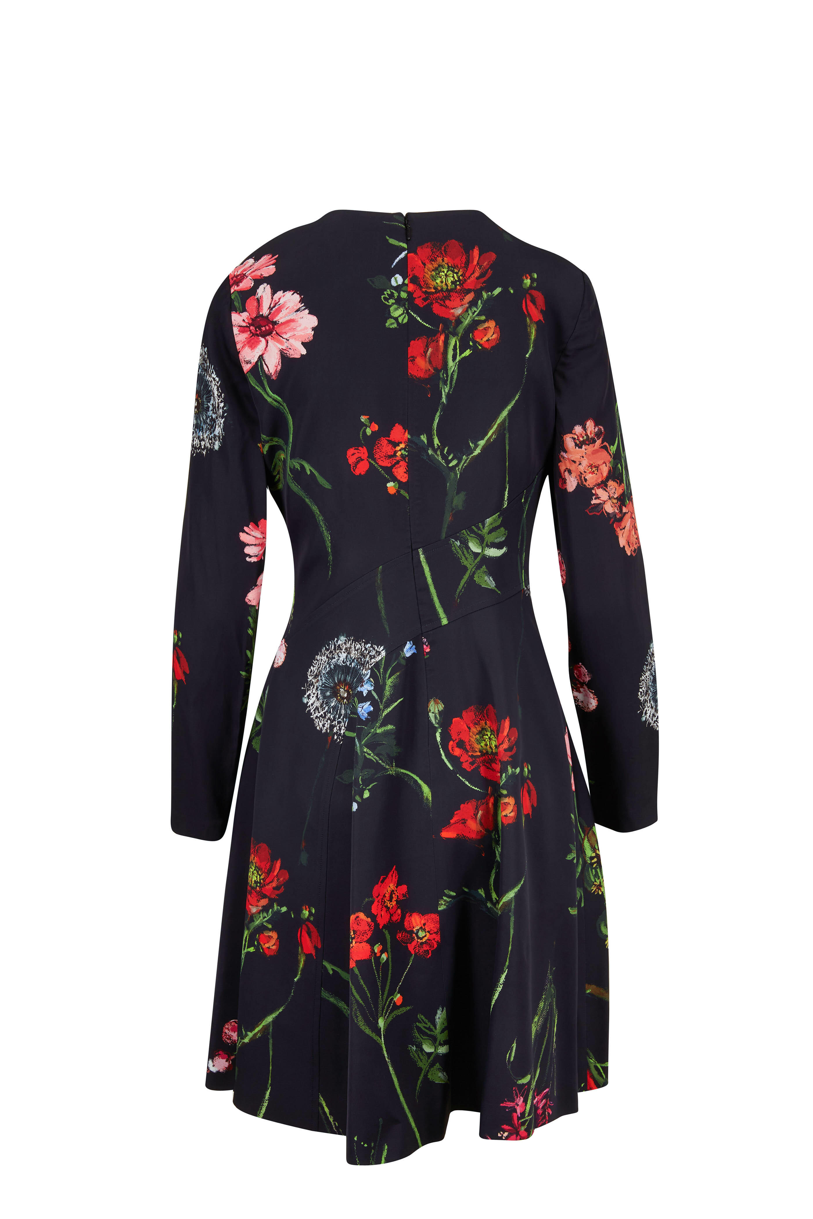 Lela Rose - Black Floral Long Sleeve Dress | Mitchell Stores