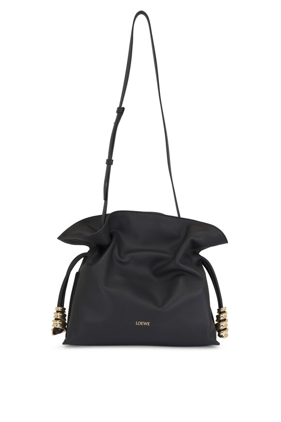 Loewe Medium Coil Flamenco Black Leather Clutch