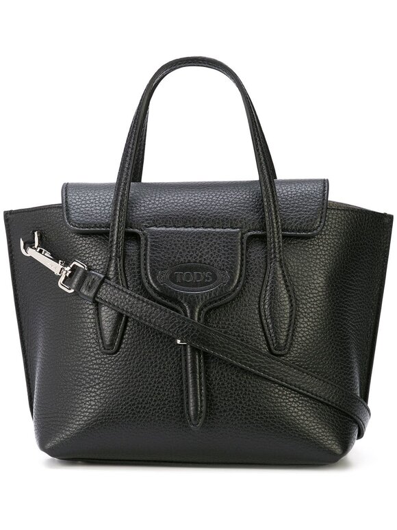 Tod's - New Joy Black Pebbled Leather Mini Hobo Bag